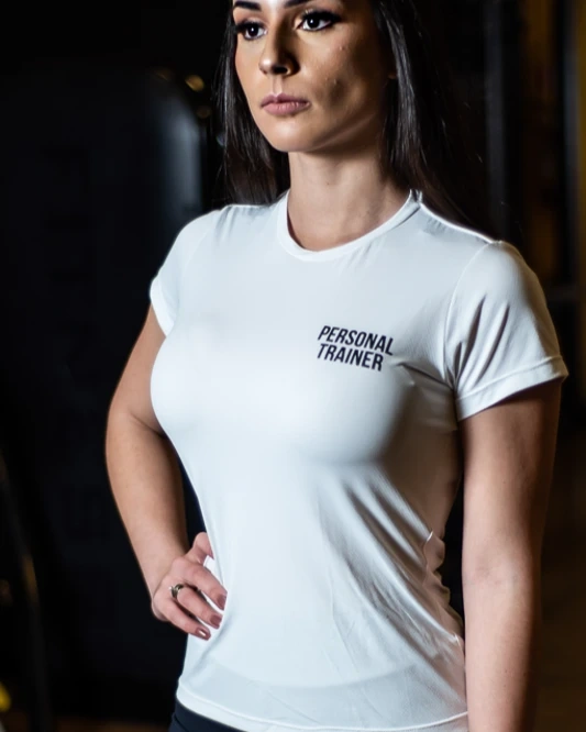 Baby Look Branca Personal Trainer Feminina Academia Hardcore Training